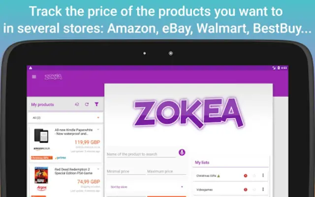 Zokea, the best tool for price tracking android App screenshot 1